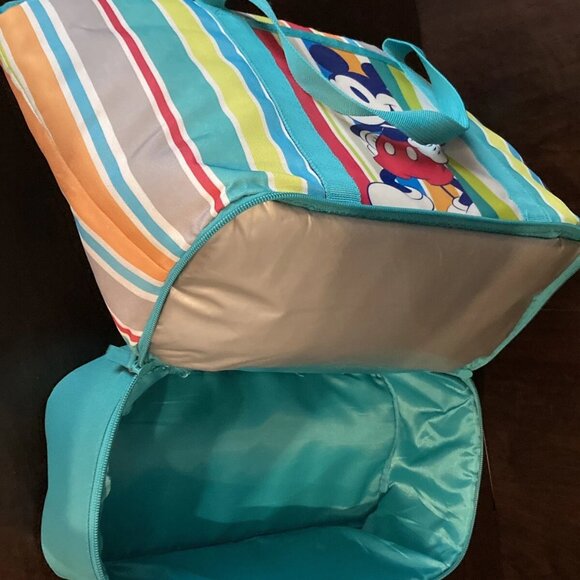 Disney Store Mickey Mouse Insulated Zip Cooler Tote Beach Picnic Bag - Picture 2 of 3